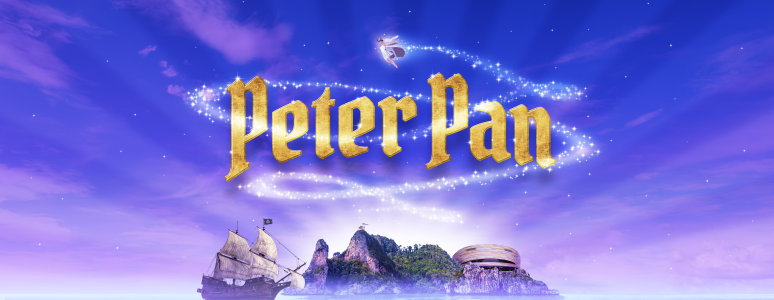 Peter pan title surrounded by fairy dust 