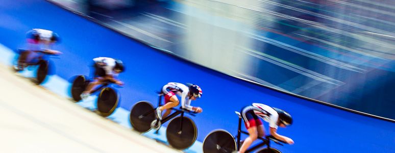 Cyclists on the track