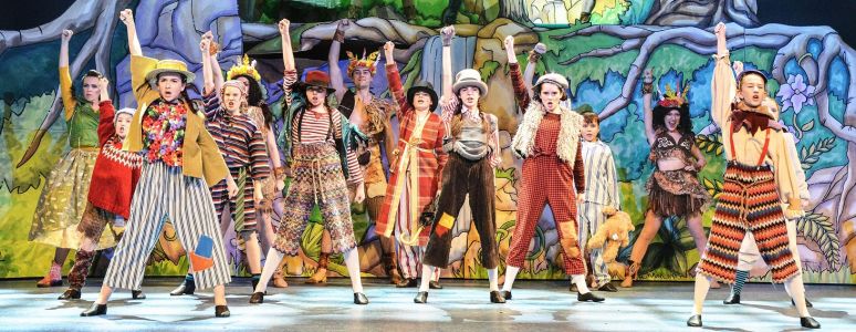 The junior ensemble on stage in Peter Pan in 2019