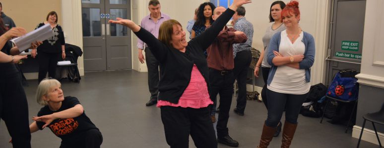 Simon Hann in rehearsals with Laura Mosley