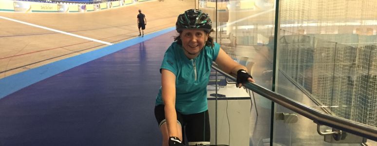 Derby Arena member Emma Watson on her bike in the velodrome