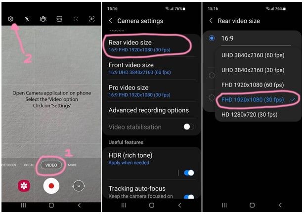 andriod resolution setting examples