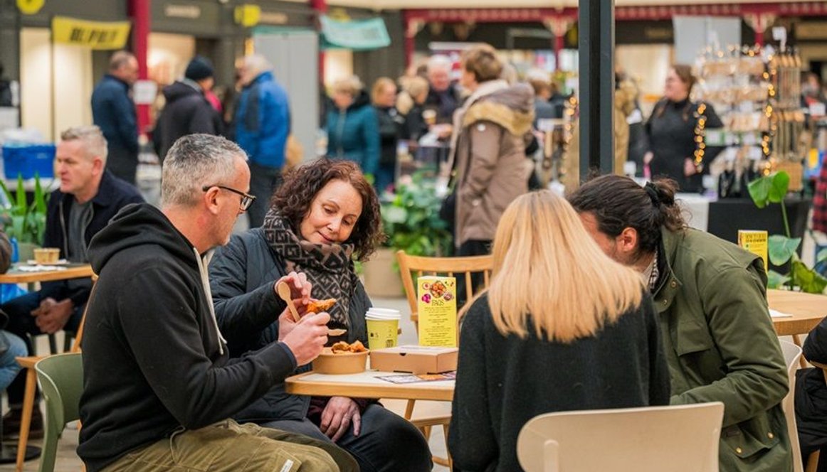 Diners eating at Derby Market Hall