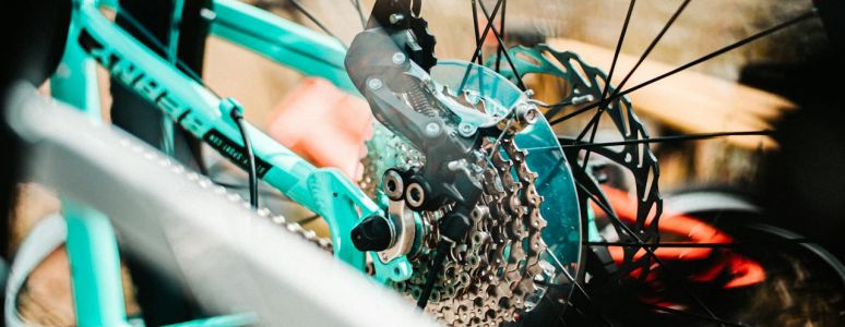 Close up of bike chain and wheel