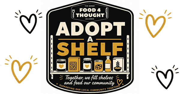 Graphics advertising the Adopt a Shelf campaign
