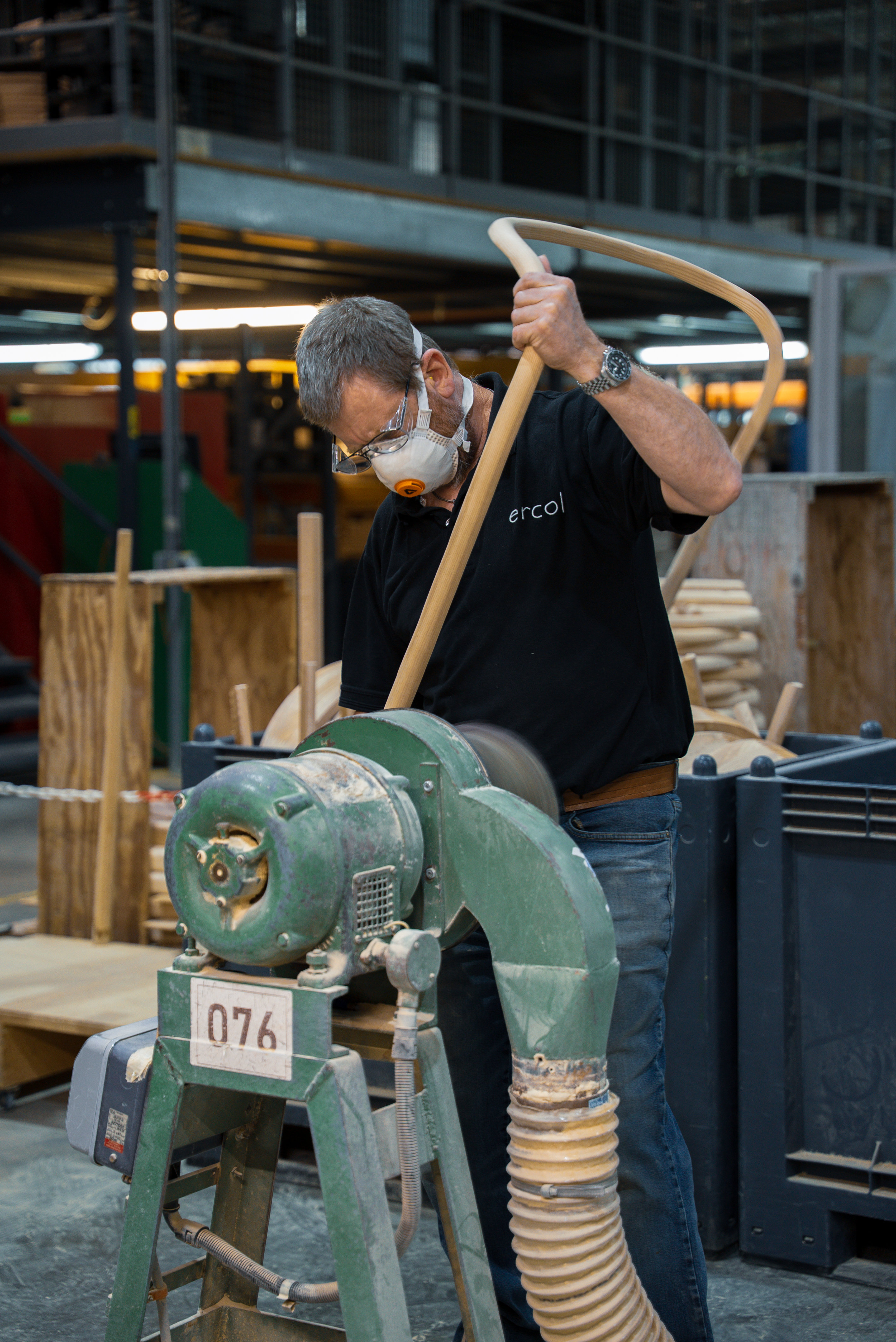 ercol factory staff, Sanding