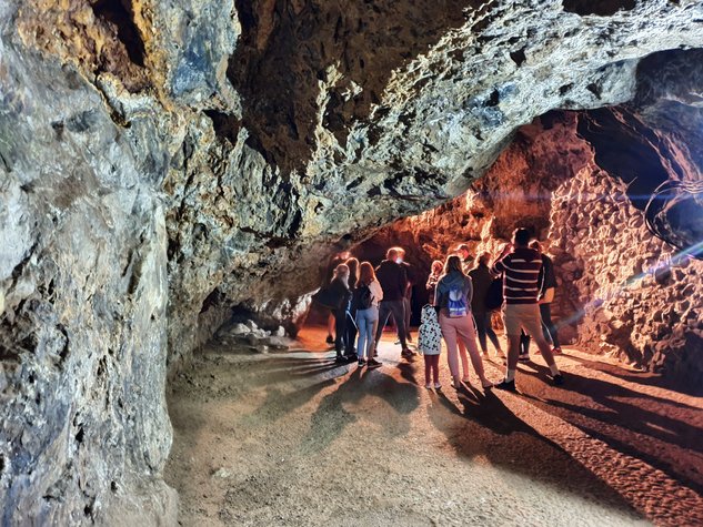 Tour group inside one of the caverns