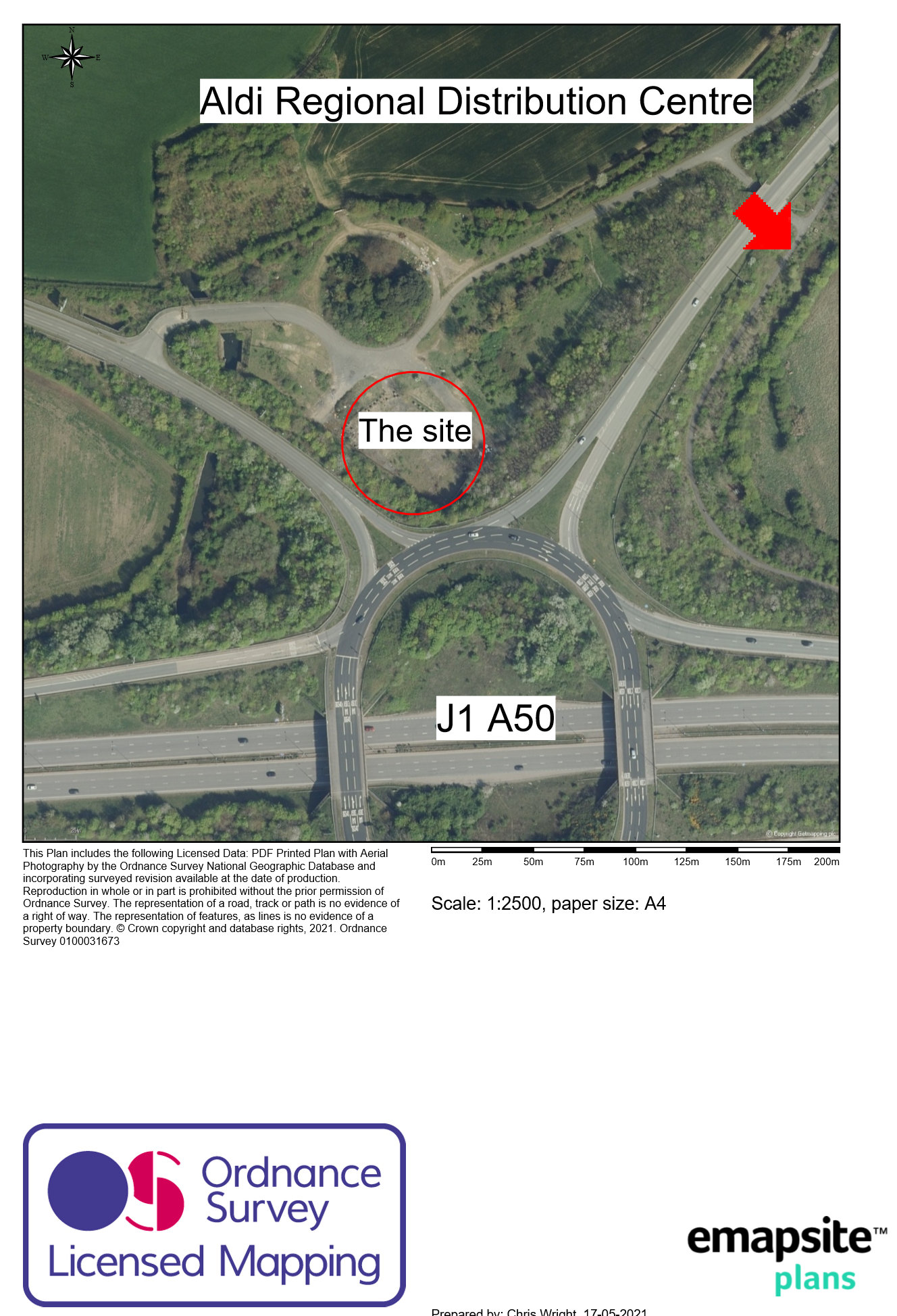 Map showing location of property