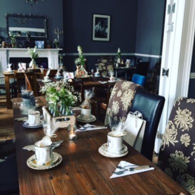 Close up of dressed table for a wedding reception at The Bookcafe Derby