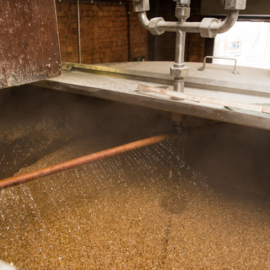 Close up of beer brewing process