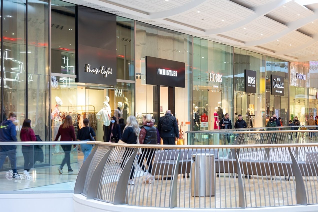 View of shoppers on level two at Derbion