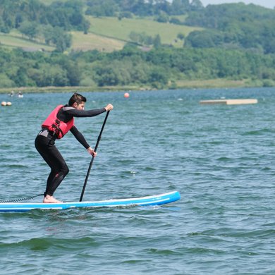 Man on paddling board at Carsington Water 