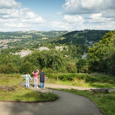 Family enjoying hillside views of the Heights of Abraham