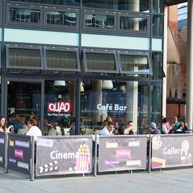 Exterior seating area of QUAD Cafe