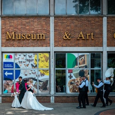 Wedding Party Outside the Derby Museum and Art Gallery