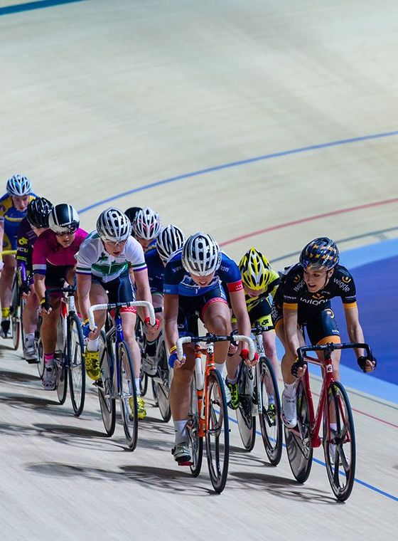 Cyclists in Derby Arena