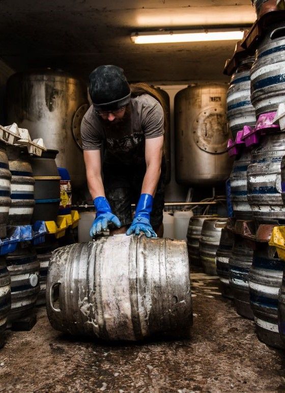 Barrels in a brewery