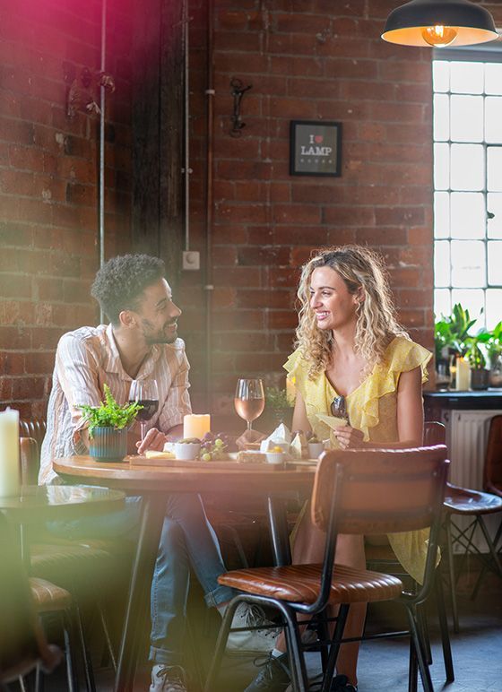 A couple enjoying a meal at Lorentes