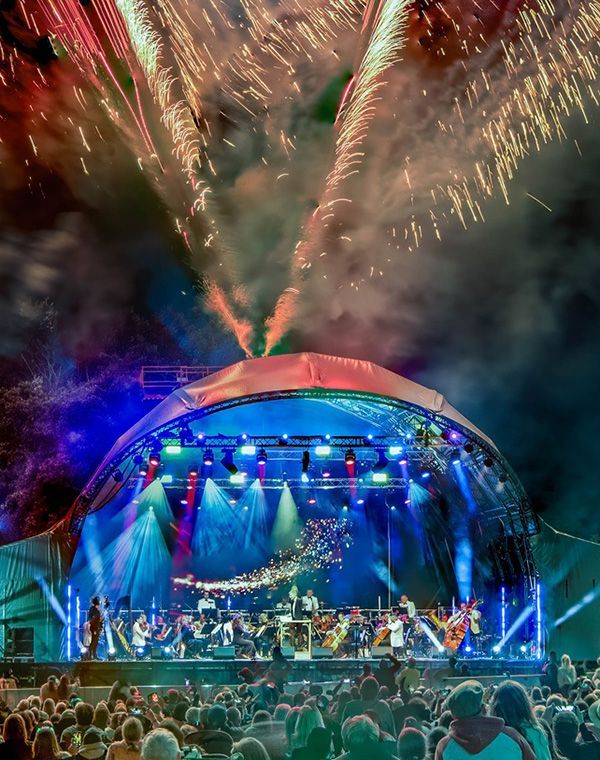 Fireworks exploding over the Darley Park stage