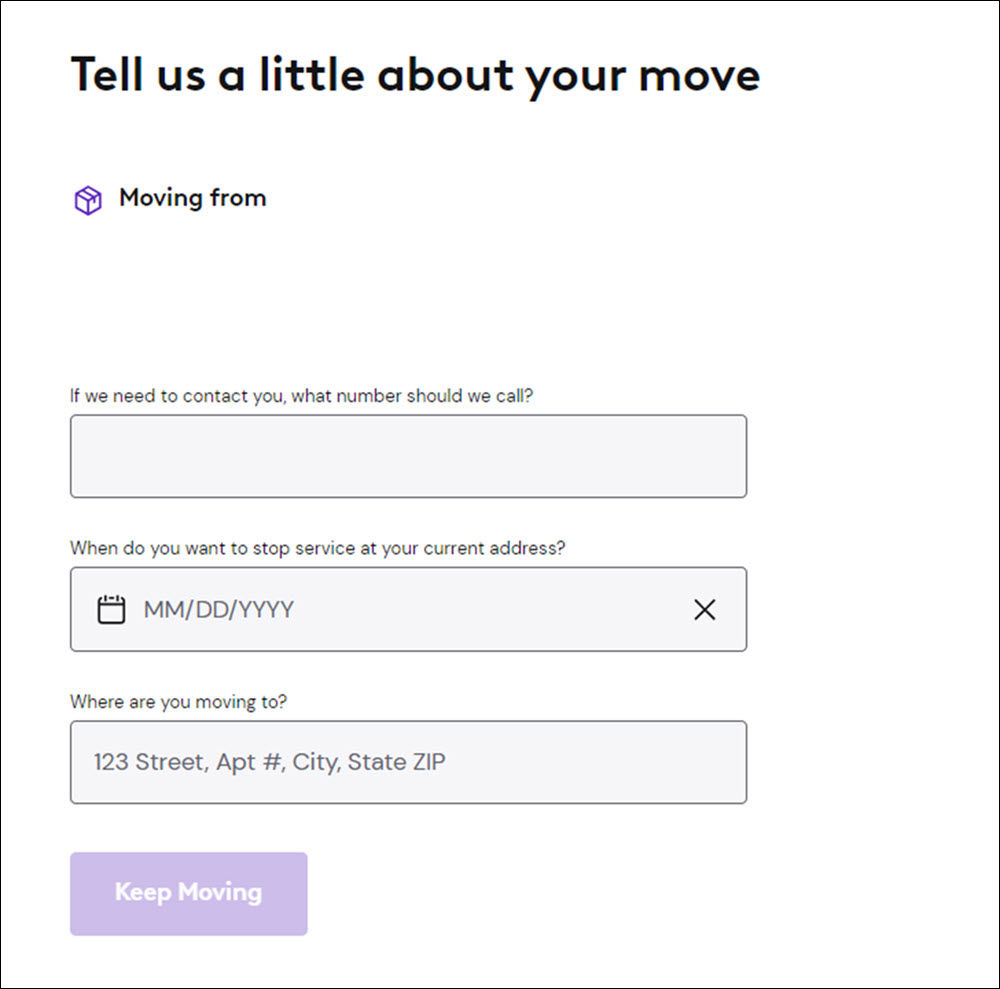 Entering Details of Moving