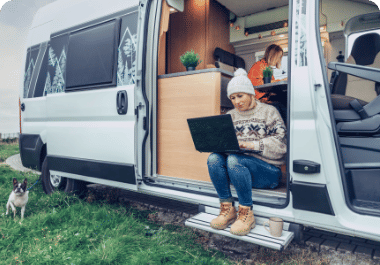 An RV has satellite internet