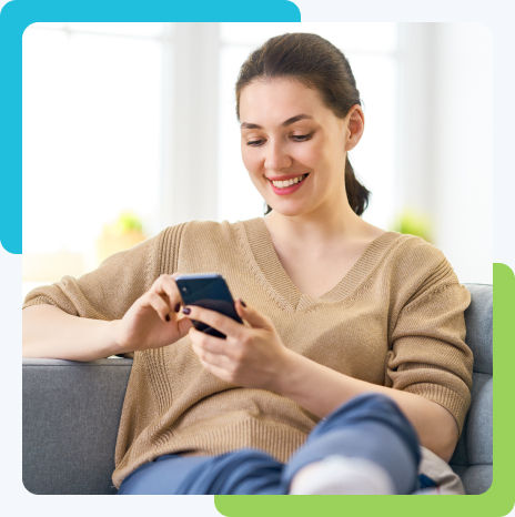 girl using internet on phone
