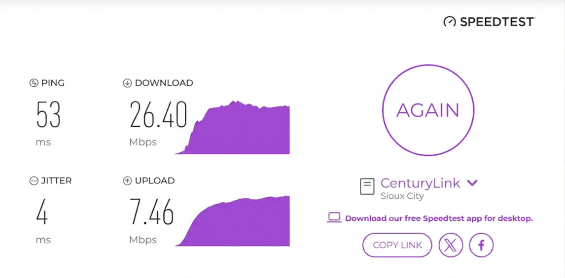verified speed test result in Sioux City, IA