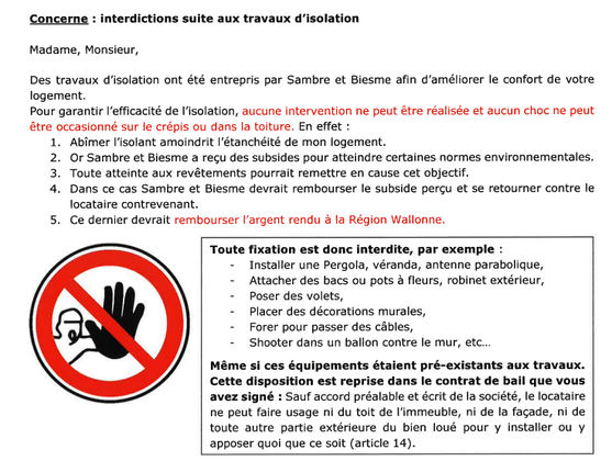 interdictions suite à l'isolation de la façade et de la toiture