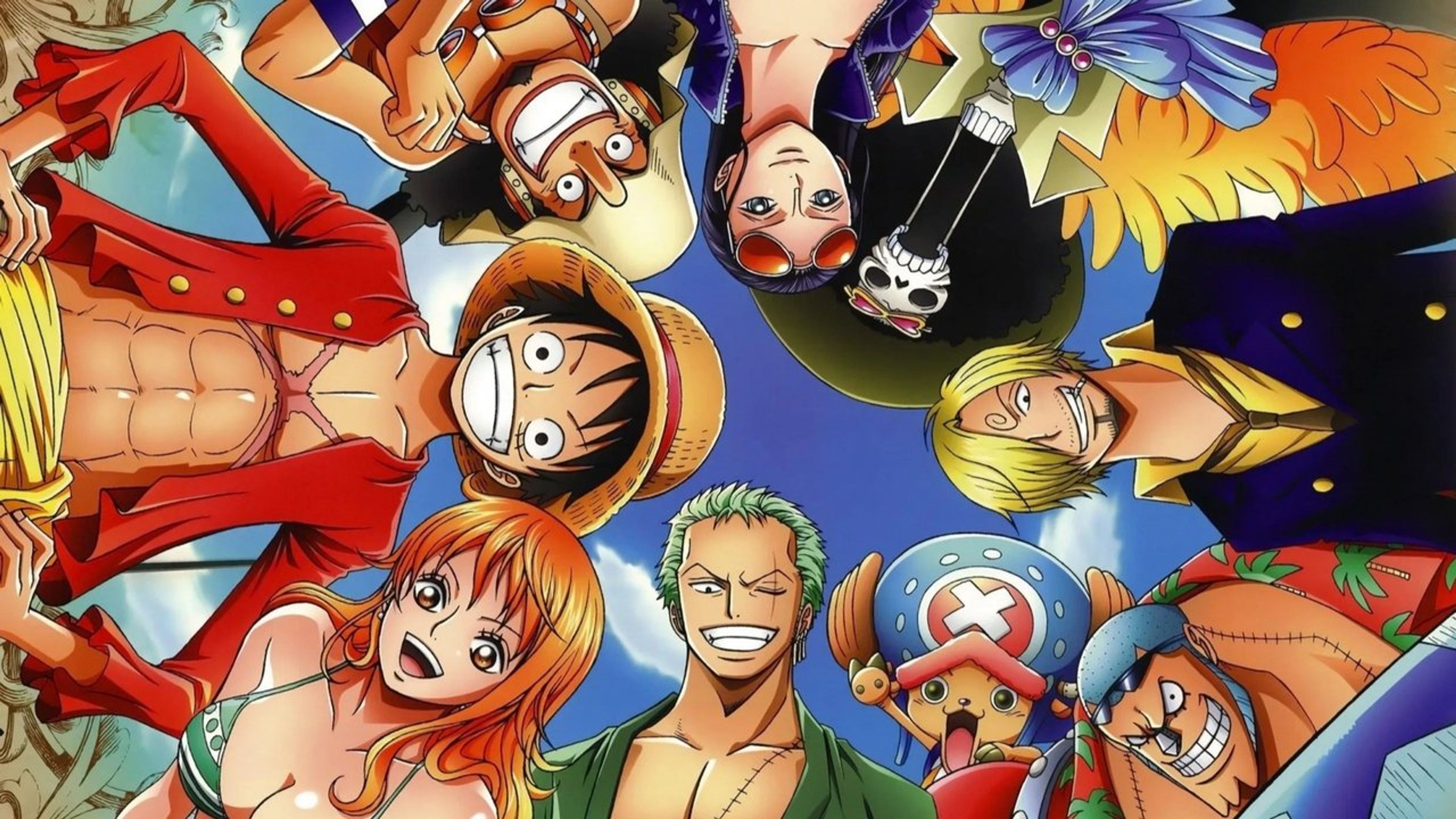 Backdrop of One Piece Characters Log
