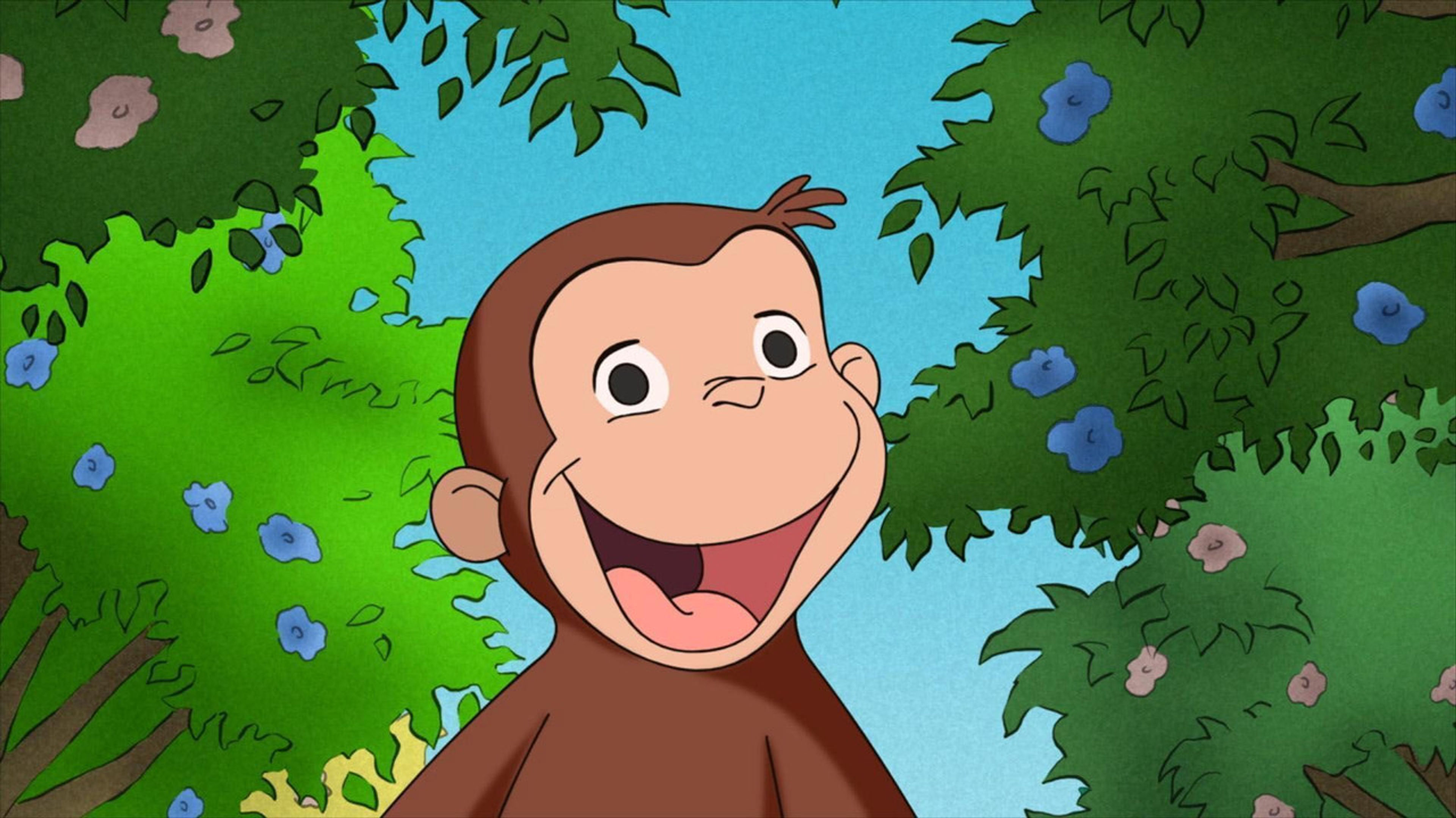 Backdrop of Curious George Swings into Spring