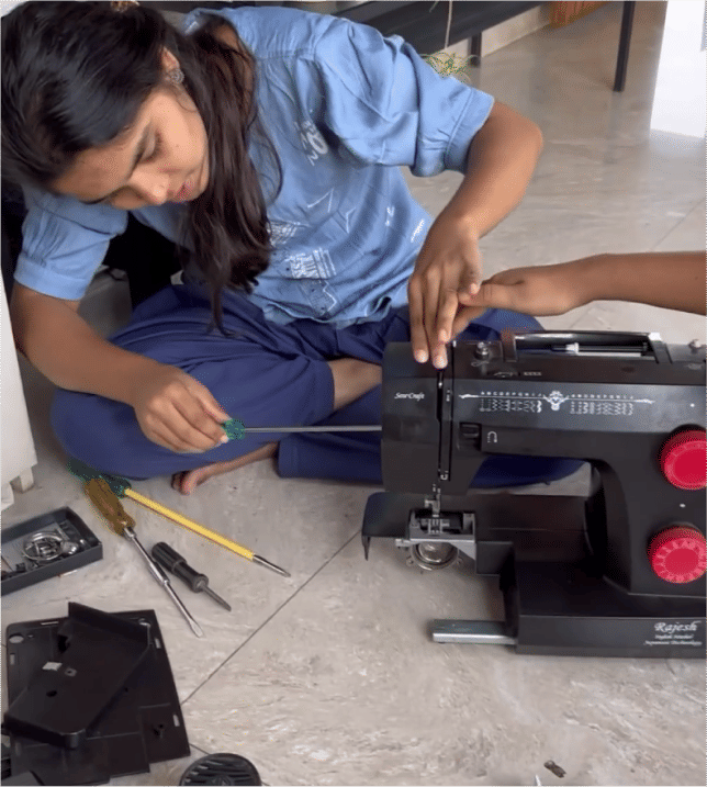 Yogita learnt how to service a sewing machine