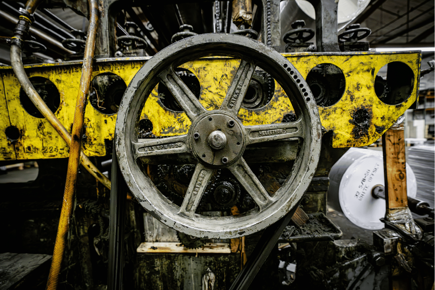 Old factory gear wheel with detailed mechanical texture