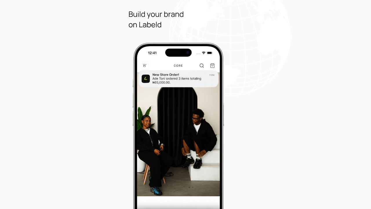 Labeld Studio app interface on a mobile device, illustrating the quick brand setup process.