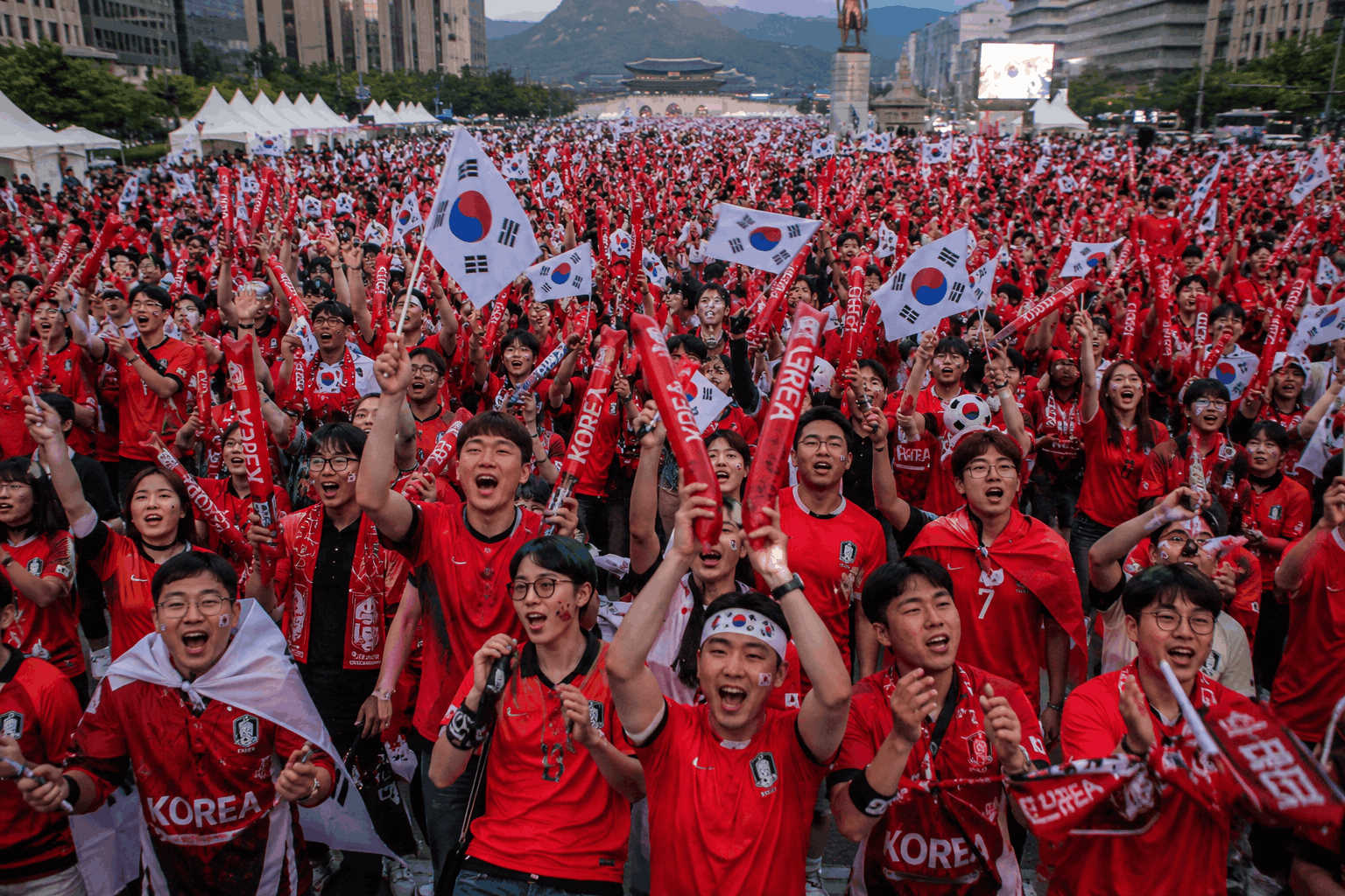 Tifosi coreani in piazza