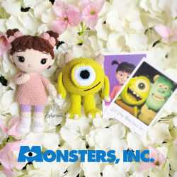 Amigurumi de Boo y Mike Wazowski de Monsters Inc - Ladyrumi