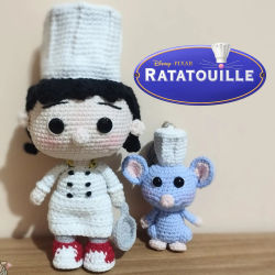 Amigurumi de Linguini y Remy de la película Ratatouille - Ladyrumi