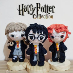 Colección de amigurumis de Harry Potter, Ron Weasley y Hermione Granger - Ladyrumi