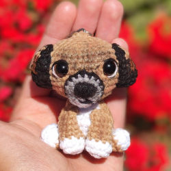 Llavero amigurumi de cabeza de perrito marrón - Ladyrumi