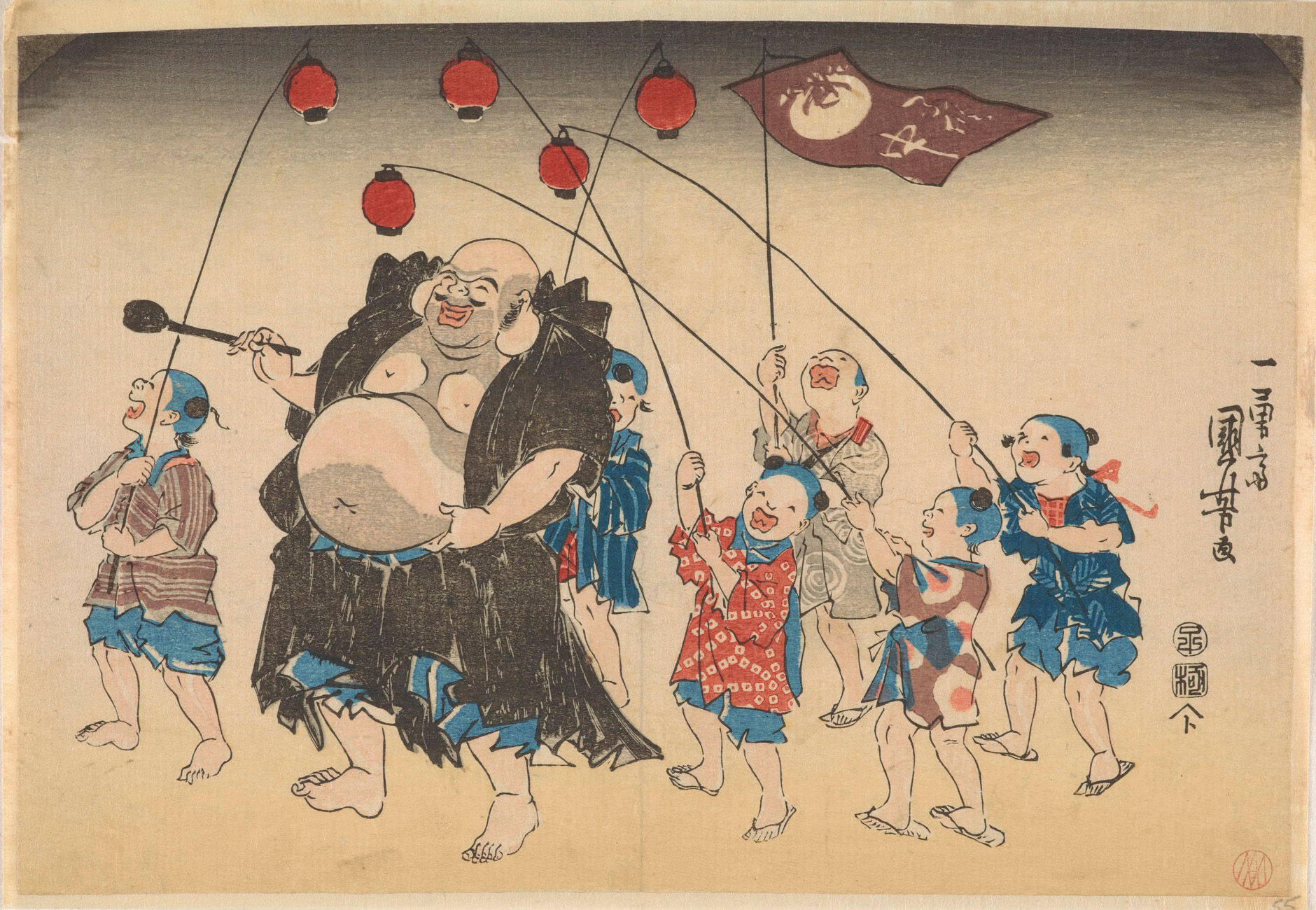Budai with Children & Lanterns