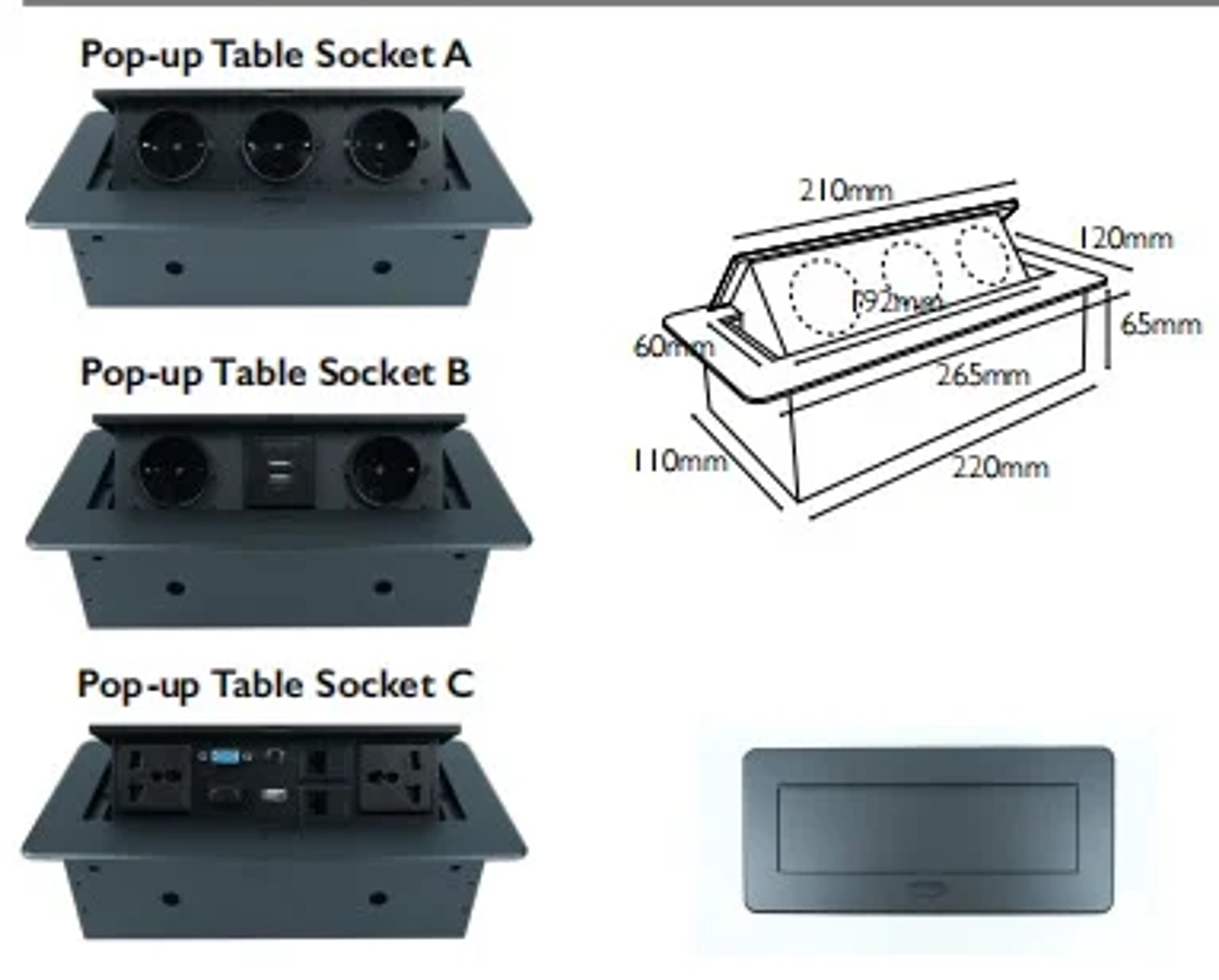 Pup up Table Socket