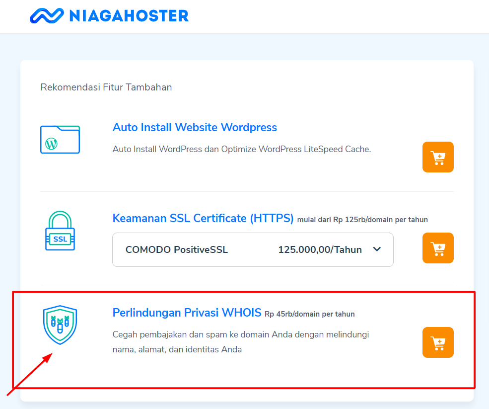WHOIS privacy protection Niagahoster