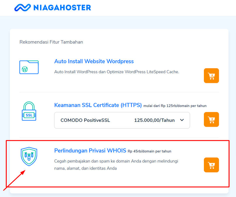 WHOIS privacy protection Niagahoster