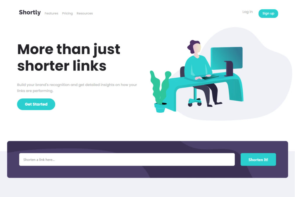 Shortly landing page