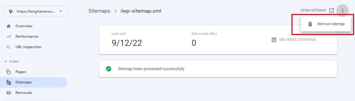 Cara menghapus sitemap di Google Search Console