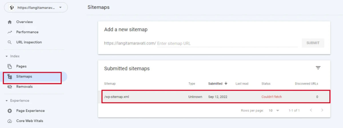 Cara menghapus sitemap di Google Search Console