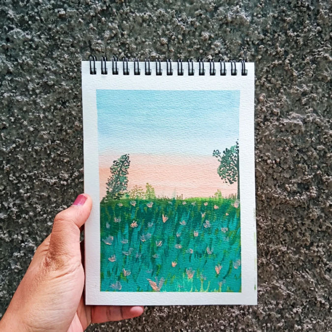 melukis dengan gouache