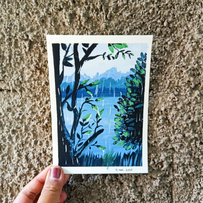 melukis dengan gouache