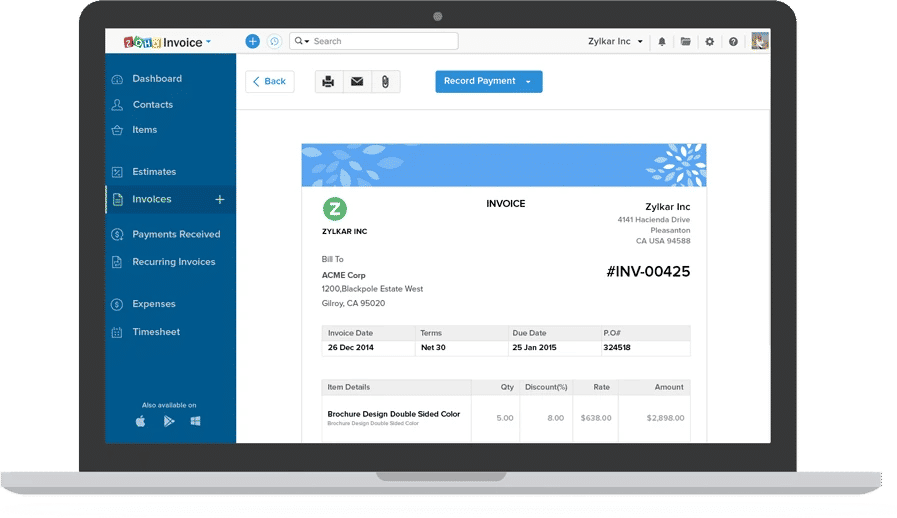 Cara buat invoice online dengan Zoho