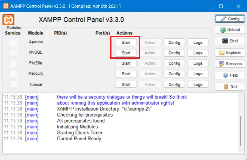 cara menjalankan server XAMPP