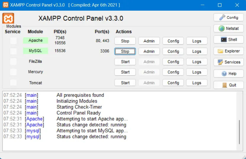 cara menjalankan server XAMPP